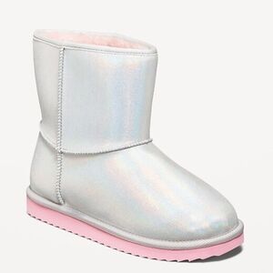 5Y • Old Navy • Iridescent Shiny Faux-Suede Faux-Fur Lined Boots